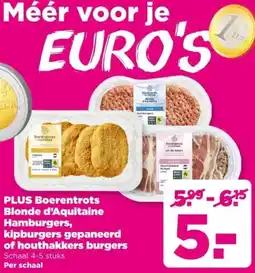 PLUS PLUS Boerentrots Blonde d'Aquitaine Hamburgers, kipburgers gepaneerd of houthakkers burgers aanbieding