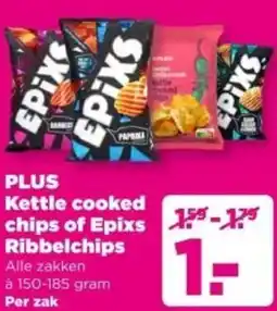 PLUS PLUS Kettle cooked chips of Epixs Ribbelchips aanbieding