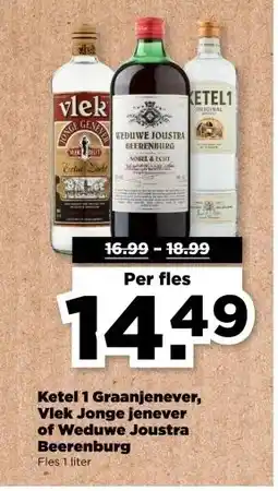 PLUS Ketel 1 Graanjenever, Vlek Jonge jenever of Weduwe Joustra Beerenburg aanbieding