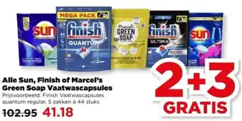 PLUS Alle Sun, Finish of Marcel's Green Soap Vaatwascapsules aanbieding