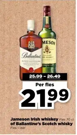 PLUS Jameson Irish whiskey of Ballantine's Scotch whisky aanbieding