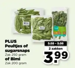 PLUS PLUS Peultjes of sugarsnaps of Bimi aanbieding