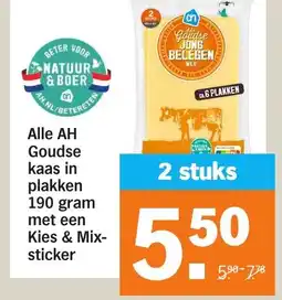 Albert Heijn Alle AH Goudse kaas in plakken met een Kies & Mix sticker aanbieding