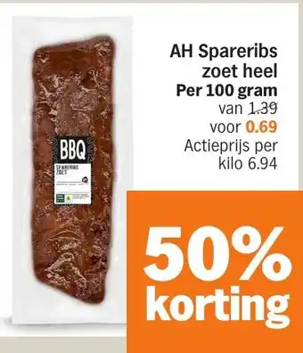 Albert Heijn AH Spareribs zoet heel aanbieding