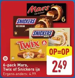 ALDI 6-pack Mars, Twix of Snickers ijs aanbieding