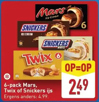 ALDI 6-pack Mars, Twix of Snickers ijs aanbieding