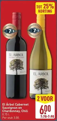 ALDI El Árbol Cabernet Sauvignon en Chardonnay, Chili aanbieding