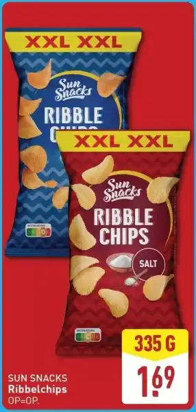 ALDI Sun snacks ribbelchips aanbieding