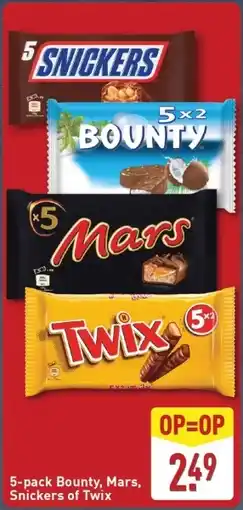 ALDI 5-pack Bounty, Mars, Snickers of Twix aanbieding