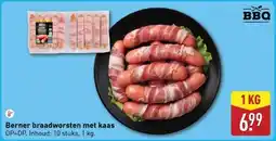 ALDI Berner braadworsten met kaas aanbieding