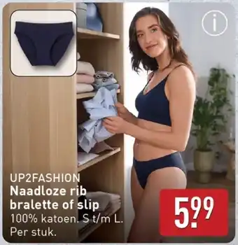 ALDI Up2fashion Naadloze rib bralette of slip aanbieding