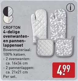 ALDI Crofton 4-delige ovenwanten en pannen lappenset aanbieding