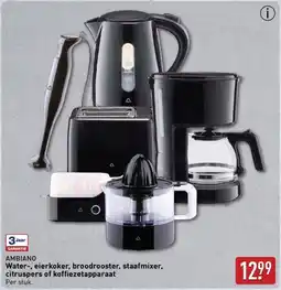 ALDI Ambiano Water, eierkoker, broodrooster, staafmixer, citruspers of koffiezetapparaat aanbieding