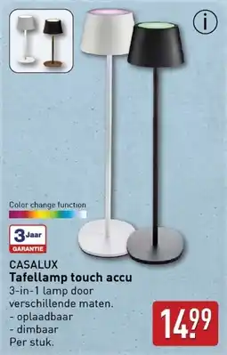 ALDI Casalux Tafellamp touch accu aanbieding