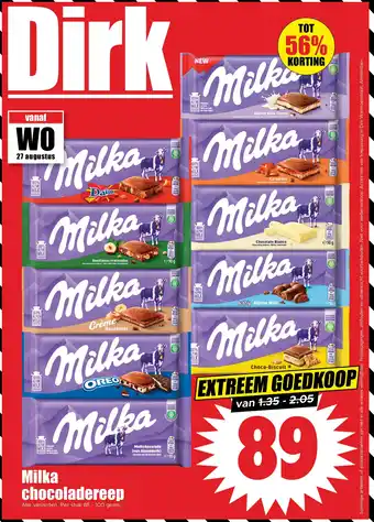 Dirk Milka chocoladereep aanbieding