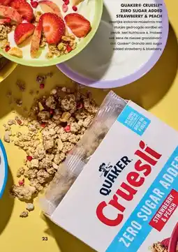 Albert Heijn Quaker cruesli zero sugar added strawberry & peach aanbieding