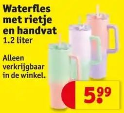 Kruidvat Waterfles met rietje en handvat aanbieding