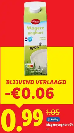 Lidl Magere yoghurt 0% aanbieding