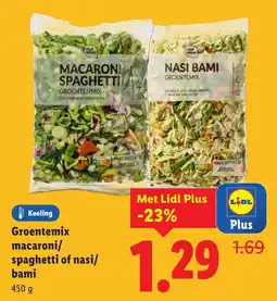 Lidl Groentemix macaroni/ spaghetti of nasi/ bami aanbieding