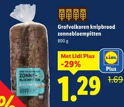 Lidl Grofvolkoren knipbrood zonnebloempitten aanbieding