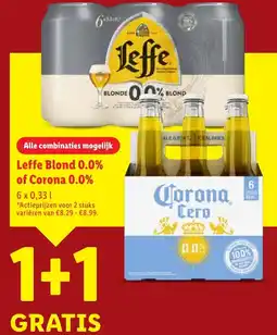 Lidl Leffe Blond 0.0% of Corona 0.0% aanbieding
