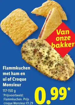 Lidl Flammkuchen met ham en ui of Croque Monsieur aanbieding