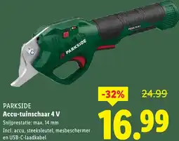 Lidl Parkside Accu-tuinschaar 4 V aanbieding