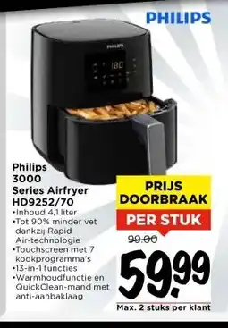 Vomar Voordeelmarkt Philips 3000 Series Airfryer HD9252/70 aanbieding