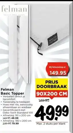 Vomar Voordeelmarkt Felman Basic Topper aanbieding