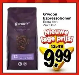 Vomar Voordeelmarkt G'woon Espressobonen Extra dark aanbieding