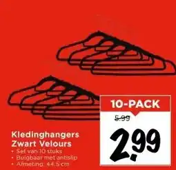 Vomar Voordeelmarkt Kledinghangers Zwart Velours aanbieding