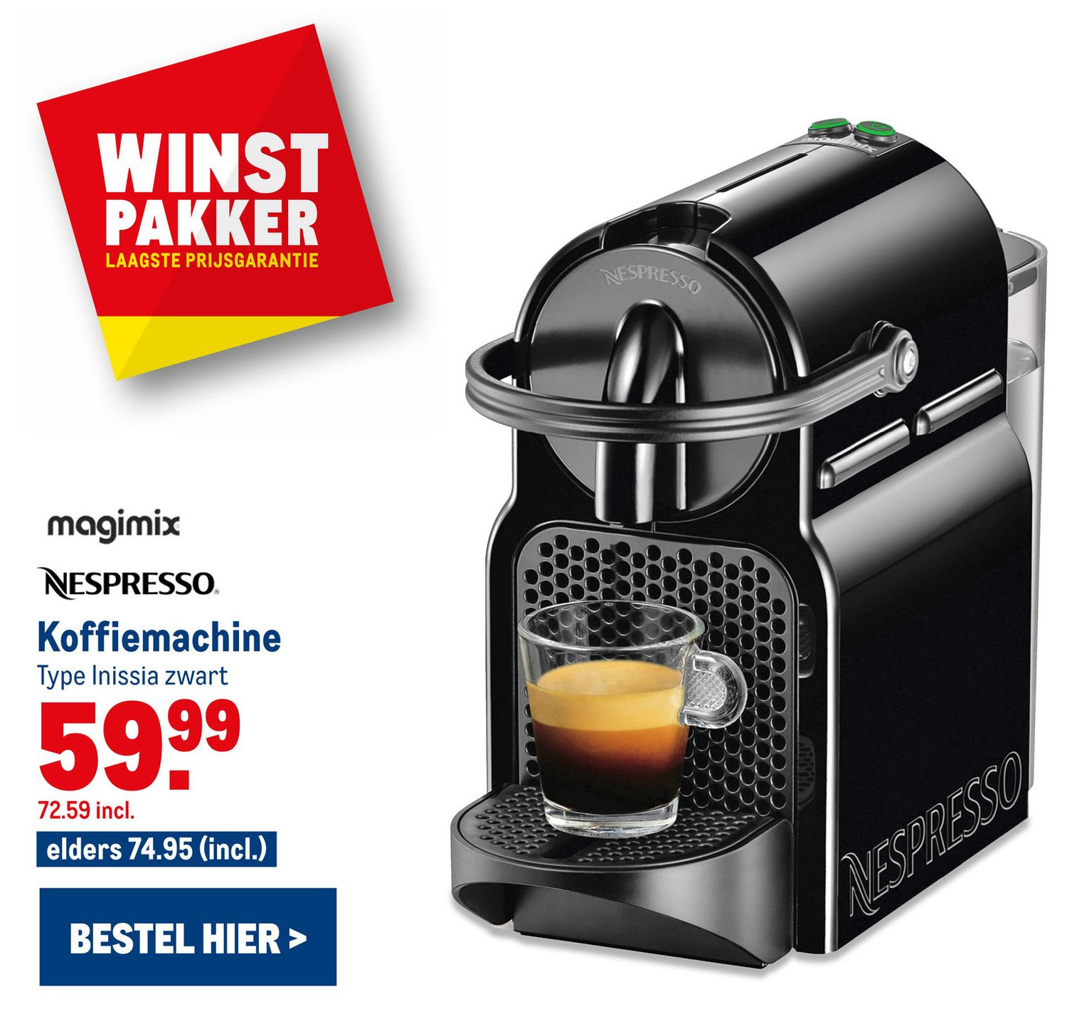 magimix NESPRESSO. Koffiemachine Type Inissia zwart aanbieding bij Makro