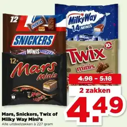 PLUS Mars, Snickers, Twix of Milky Way Mini's aanbieding