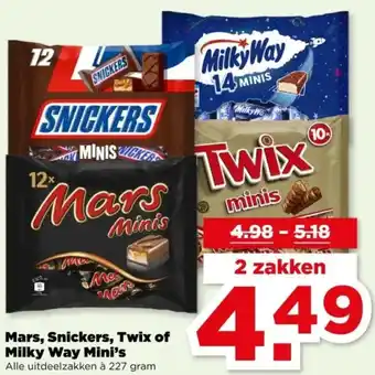 PLUS Mars, Snickers, Twix of Milky Way Mini's aanbieding