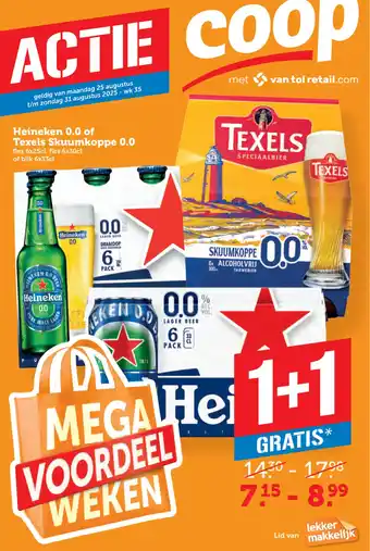 Coop Heineken 0.0 of Texels Skuumkoppe 0.0 aanbieding