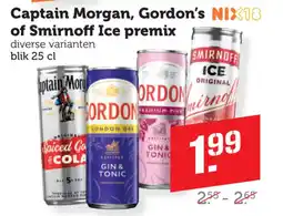 Coop Captain Morgan, Gordon's of Smirnoff Ice premix aanbieding