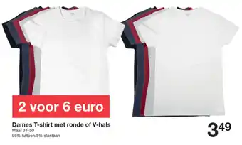 Zeeman Dames T-shirt met ronde of V-hals aanbieding