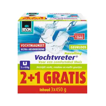 Marskramer Bison Vochtvreter Vochtmagneet Navulling Geurloos 3 x 450gr aanbieding