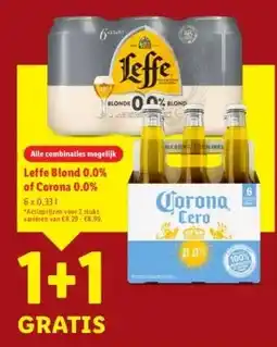 Lidl Leffe Blond 0.0% of Corona 0.0% aanbieding