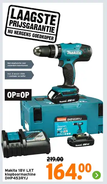 GAMMA Makita 18V LXT klopboormachine DHP453RYJ aanbieding