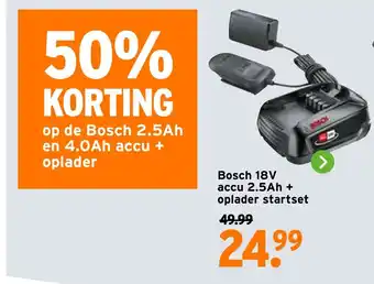 GAMMA Bosch 18Vaccu 2.5Ah + oplader startset aanbieding