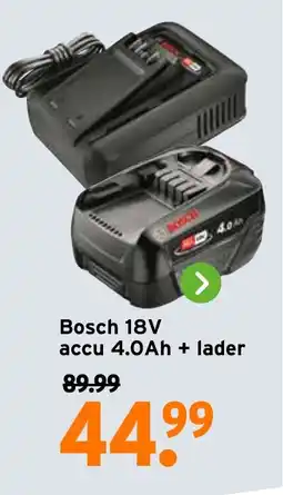 GAMMA Bosch 18V accu 4.0Ah + lader aanbieding