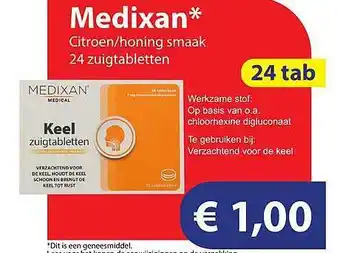 Die Grenze Medixan citroen-honing smaak 24 zuigtabletten aanbieding