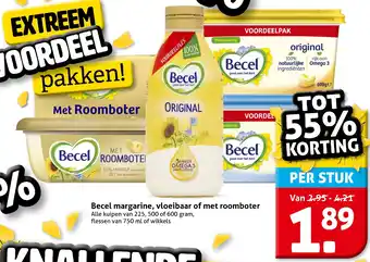 Hoogvliet Becel margarine, vloeibaar of met roomboter aanbieding
