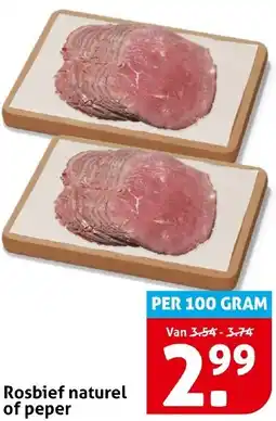 Hoogvliet Rosbief naturel of peper aanbieding