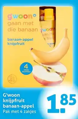 Hoogvliet G'woon knijpfruit banaan-appel aanbieding