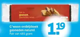 Hoogvliet G'woon ontbijtkoek gesneden naturel aanbieding