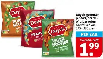 Hoogvliet Duyvis gezouten pinda's, borrel of tijgernoten aanbieding