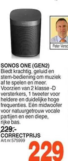 Correct Sonos one (gen2) aanbieding