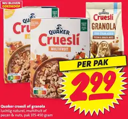 Nettorama Quaker cruesli of granola aanbieding